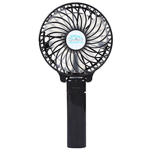 WIOR Rechargeable Fans Portable Handheld Fan Battery Operated Cooling Fan Electric Personal Fans Foldable Fans with Battery (Black)