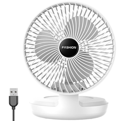 Chchmu USB Desk Fan Mini 8 Inch Foldable Desktop Table Fans 3 Speeds Personal Quiet Fan with Strong Airflow Portable Cooling Fan with Head Adjustable for Home Bedroom Office Table & Desktop, White