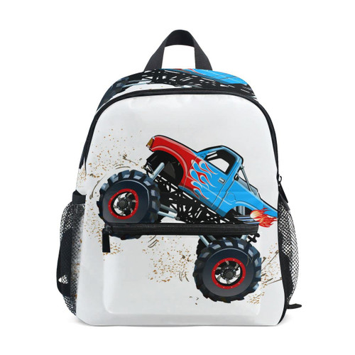 Fisyme Toddler Backpack Cartoon Monster Truck School Bag Kids Backpacks for Kindergarten Preschool Nursery Girl Boys, S