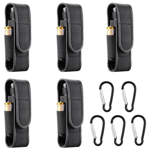 5-Pack Flashlight?Holster T410?Tactical?Flashlight?Holster,?Flashlight?Pouch?Holster, Nylon?Torch Pouch, Suitable for flashlights with a Diameter of 1.1 inches (25mm) and lengths3.5-4.3inches(110mm)