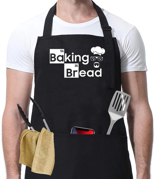 Baking Bread Apron - Embroidered Bib Apron With Slogan For Hobby Bakers - Adjustable Bib Baking Aprons Gift For Him Her - Funny Baking Apron For Chef Dad