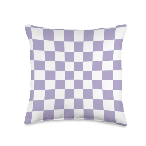Pastel Purple Checkered, Checkerboard Pattern Aesthetic Throw Pillow, 16x16, Multicolor