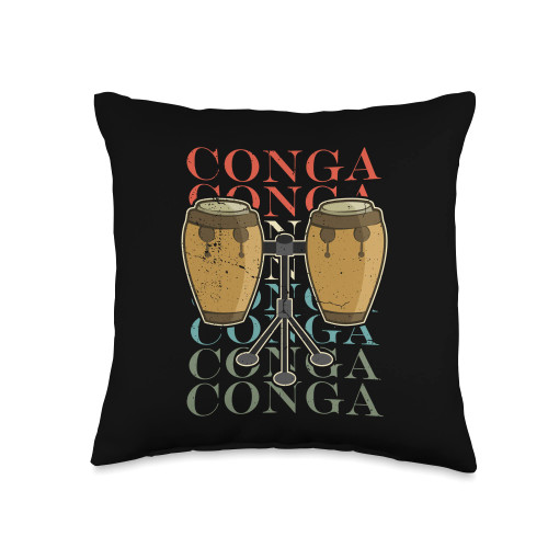 Conga Designs for Conga Player Indestructible Drummer Musical Instrument Conga Throw Pillow, 16x16, Multicolor