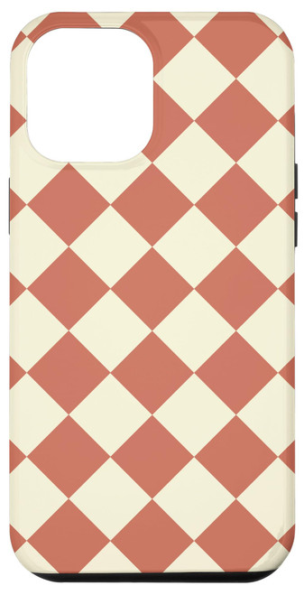 iPhone 13 Pro Max White Cream Pink Checkered Checkerboard Case