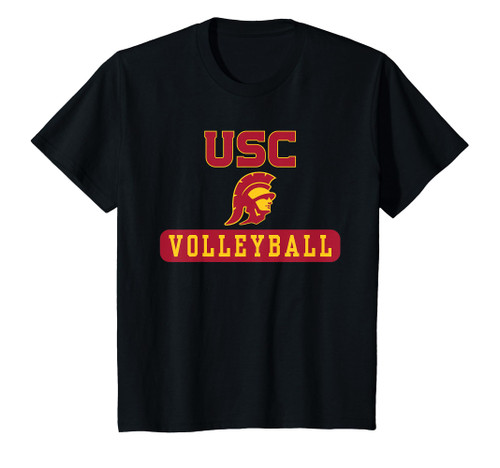 Kids USC Trojans Kids Volleyball Logo Black Officially Licensed T-Shirt