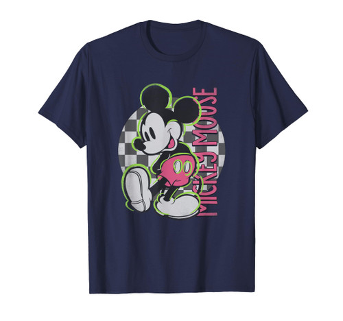 Disney Mickey And Friends Neon Retro Checkerboard Skate T-Shirt