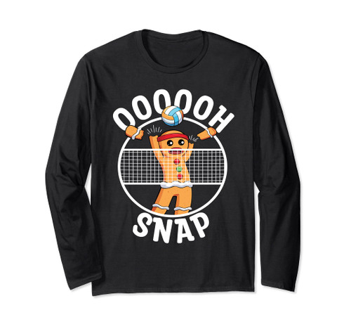 Oh Snap Gingerbread Man Blocker Christmas Volleyball Player Long Sleeve T-Shirt