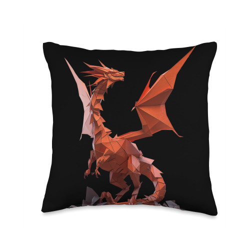 Origami Master Folding Paper Craft Origami Dragon Japanese Art Paper Folding Artist Throw Pillow, 16x16, Multicolor