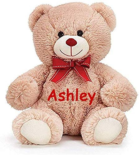 Burton & Burton Valentines Day Teddy Bear with Red Bow Personalized Plush Stuffed Animal Toy with Custom Name - 10 Inches