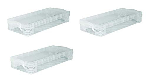 Super Stacker Pencil Box, 8.25 x 1.5 x 4 Inches, Clear, 3 Boxes (40309)