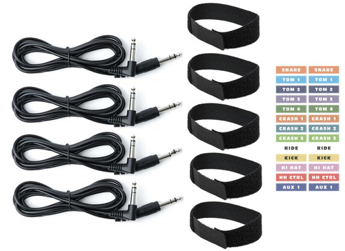 Silverline 4 Cable Connection Kit for for ddrum NIO Percussion Pad Aux Drums/Triggers