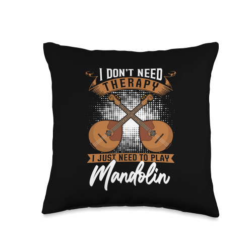 Mandolin Designs for Mandolin Player Therapy I Just Need Folk Music Lovers Mandolin Throw Pillow, 16x16, Multicolor