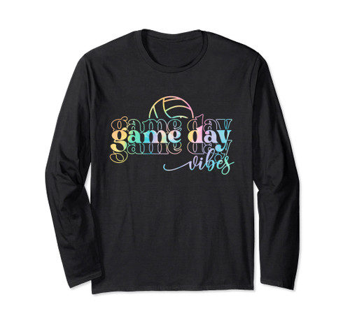 Tie Dye Volleyball Game Day Vibes Retro Proud Volleyball Mom Long Sleeve T-Shirt