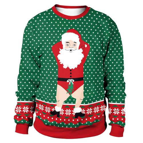 Roevite Unisex 3D Printed Christmas Sweatshirts Ugly Christmas Top Crew Neck Long Sleeve Loose Pullover(SB048,SM)