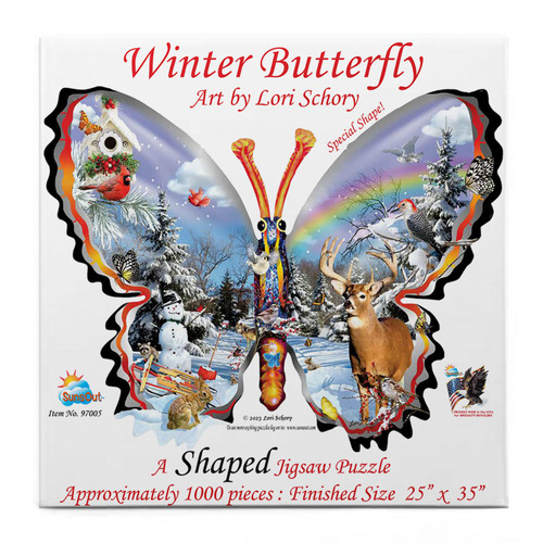 SUNSOUT INC - Winter Butterfly - 1000 pc Shaped Jigsaw Puzzle by Artist: Lori Schory - MPN# 97005
