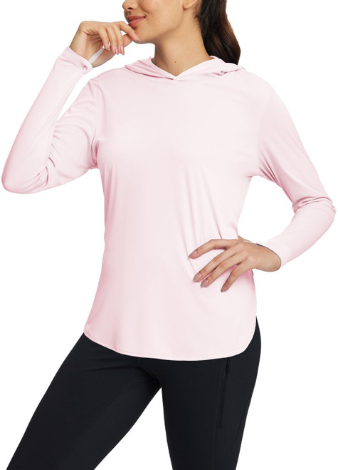 BALEAF Women's SPF Shirt UPF 50+ Sun Hoodie Long Sleeves Shirts Running Clothing Hiking Fishing Outdoor Lightweight Pink S