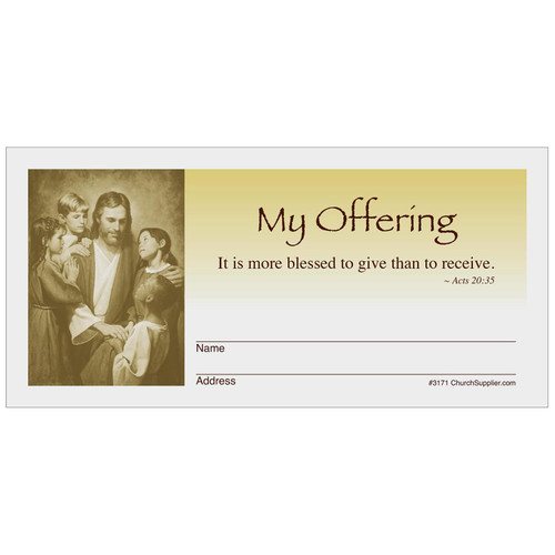 My Offering Envelope Jesus with Children Pew Offering Envelope (Pack of 200)