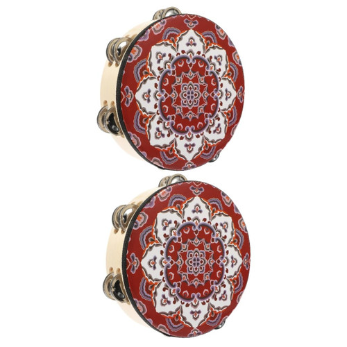 ibasenice 2pcs Tambourine Percussion Hand Kids Music Toy Kids Toys Percussion Instrument Hand Percussion Music Instruments Hand Toys Percussion Drum Metal Double Row Toddler Hand Bell