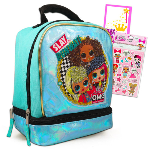LOL Surprise! Lol Dolls Lunch Bag with Stickers, 9" x 8" x 5", Multicolour, Over 3 Years