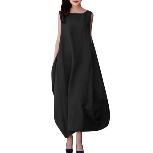 Cnebo Sleeveless Maxi Dress for Women Plus Size Sleeveless Floral Printed Swing Dresses Long Maxi Dress with Pockets Black Cnebo Sleeveless Maxi Dress for Women Plus Size Sleeveless Floral Printed Swing Dresses Long Maxi Dress with Pockets Black