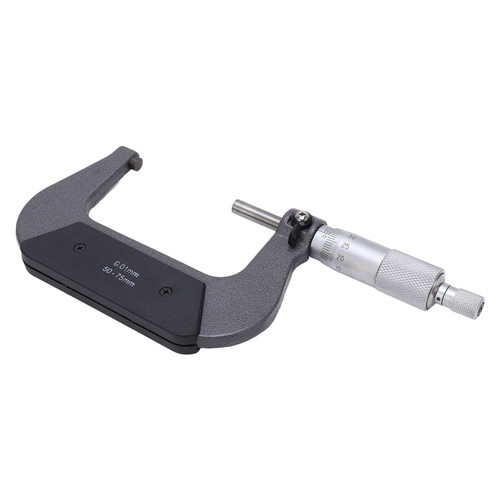 Micrometer Caliper, Mechanical Structure Professional Portable Micrometer Measuring Tool Easy Using for External Sizes(50-75/0.01mm)