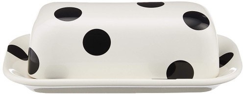 Kate Spade New York Deco Dot Covered Butter Dish, 1.65 LB, White