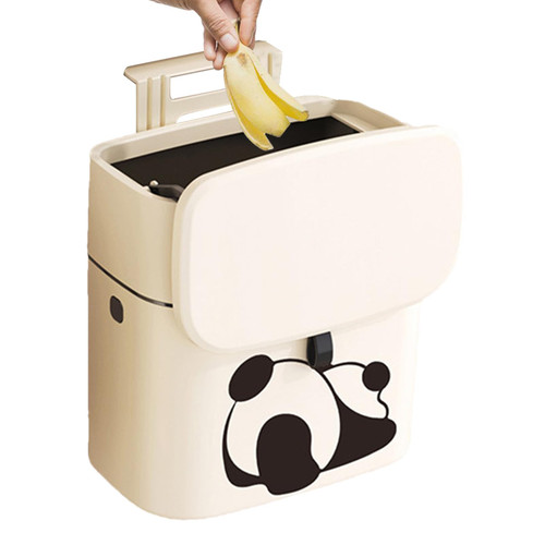 Jenasion 9L Cabinet Door Trash Bin | Wall Mounted Trash Can | Kitchen Counter Compost Bin | Cabinet Door Sealing Trash Bin, Under Sink Anti-Odor Trash Can with Lid for Bathroom