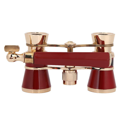 Binocular Opera Glasses Telescope Binoculars 3X25, Mini Theater Glasses Portable with Carry Pocket, Compact Theater Binocular with Adjustable Holding Handle Vintage Style (Red)