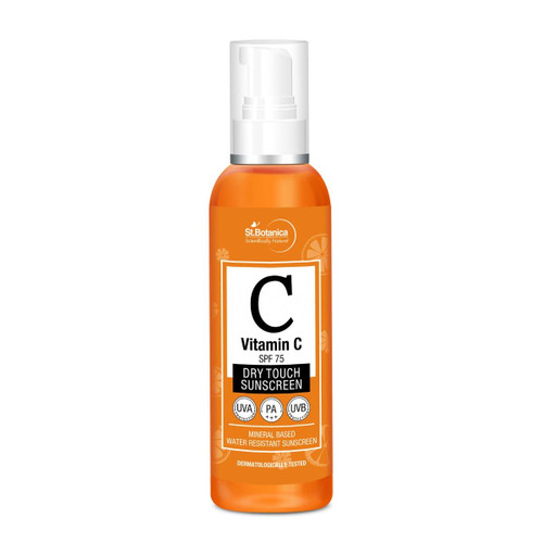 StBotanica Vitamin C SPF 75 Dry Touch Sunscreen UVA/UVB PA+++, 120ml - Mineral Based & Water Resistant