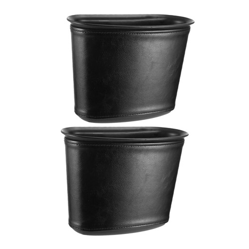 VICASKY 2 Pcs Garbage Can Auto Trash Bin Tabletop Car Trash Bin Car Trash Can Automotive Trash Bin Auto Trash Can Car Trashcan Mini Trash Cans Car Storage Buckets Leather Desktop Organizer