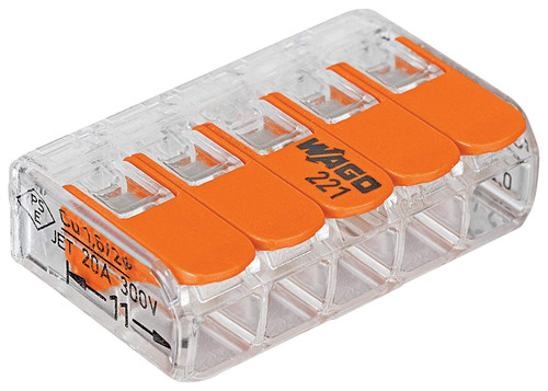 Wago 221-415 LEVER-NUTS 5 Conductor Compact Connectors 10 PK Wago 221-415 LEVER-NUTS 5 Conductor Compact Connectors 10 PK