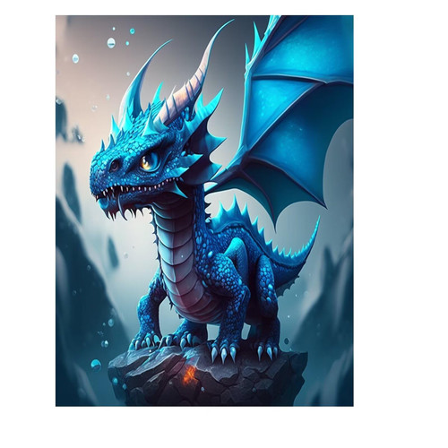 5D Diamond Painting Blue Flying Dragon Full Diamond Press-by-Number Kit, DIY Rhinestone Sticky Paint Set for Crafts Decoration 12x18 Inches
