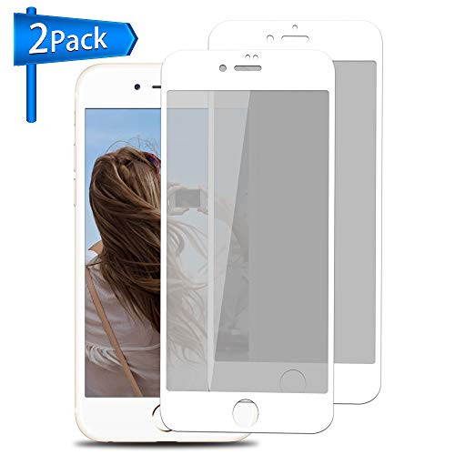 Privacy Screen Protector for Iphone 6 Plus 6s Plus [White, 2 Pack] ANYOYO Tempered Glass Screen Protector with Anti-Spy/Scratch/Fingerprint Ultra-thin Full Coverage Screen Film, Easy to Install - 5.5"