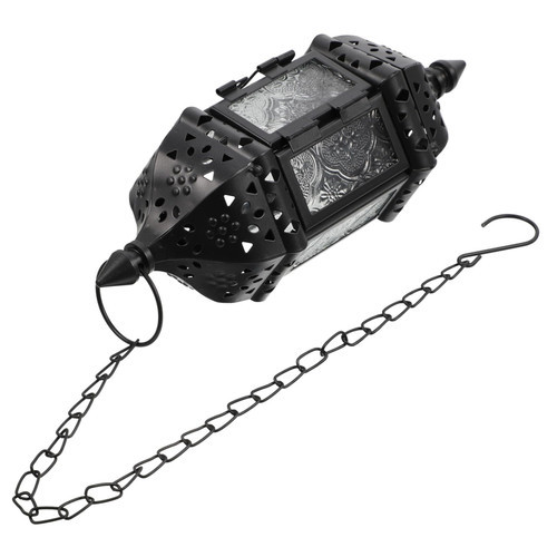 IMIKEYA European Style Wrought Iron Candle Holder Moroccan Night Lamp Hanging Lantern Lamp Decorative Candle Holder Tea Light Candle Holder Candlestick Lantern Night Light Metal Glass