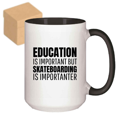 Education Is Important But Skateboarding Is Importanter - Humorous Ceramic Coffee Mug - The Gift For Skateboarding Or Skateboarder Enthusiasts - Cool, Funny, 11oz 15oz Inner Color Accent Mug Education Is Important But Skateboarding Is Importanter - Humorous Ceramic Coffee Mug - The Gift For Skateboarding Or Skateboarder Enthusiasts - Cool, Funny, 11oz 15oz Inner Color Accent Mug
