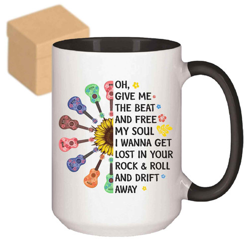 Soulful Music Lover's Gift, An Ideal Birthday Present For A Brother - Ukulele Instrumental Music On 11oz 15oz Inner Color Accent Mug