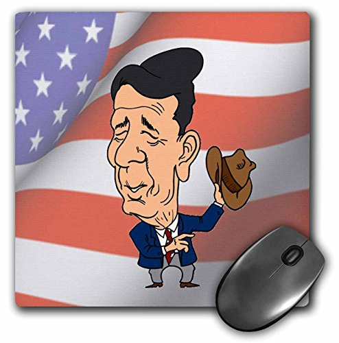 3dRose LLC 8 x 8 x 0.25 Inches President Ronald Reagan with American Flag Mouse Pad (mp_60095_1)