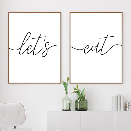 Let'S Eat Sign Canvcas Wall Art Kitchen Paintings for Wall Decor Let'S Eat Sign Posters Kitchen Canvas Art Let'S Eat Canvas Poster Wall Art Decor Print Picture Paintings for Dining Room Decor