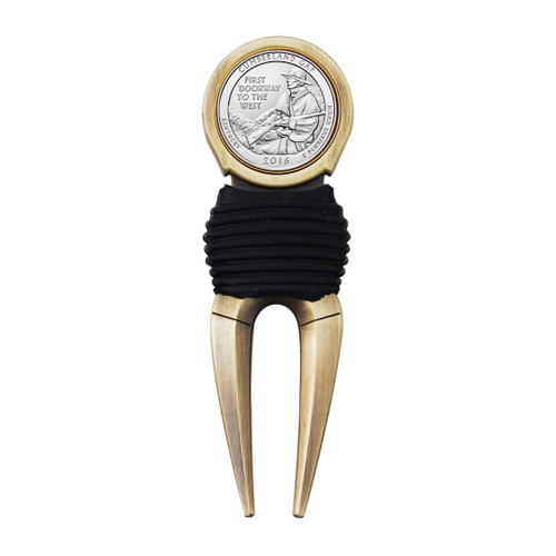 US 2016 Kentucky Cumberland Gap National Historical Park BU Uncirculated Quarter Coin Magnetic Golf Ball Marker Antique Brass Finish Divot Tool