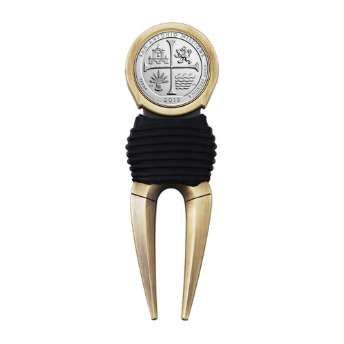 US 2019 Texas San Antonio Missions National Historical Park BU Uncirculated Quarter Coin Magnetic Golf Ball Marker Antique Brass Finish Divot Tool