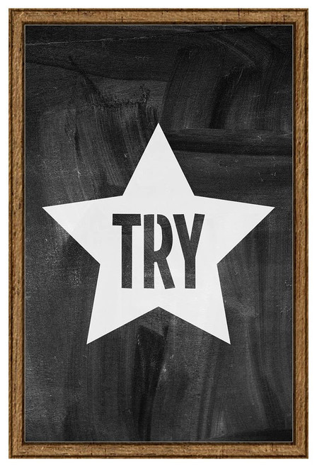 INKFREELY Try star teacher learning education school classroom Tin Sign Chalk Board Wall Art Decor Funny Gift Large 12 x 18 Inch