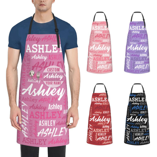Onzhvex Custom Apron with Name, Personalized Adjustable Apron with Pockets, Customized Chef Cooking Apron Gift for Men Women