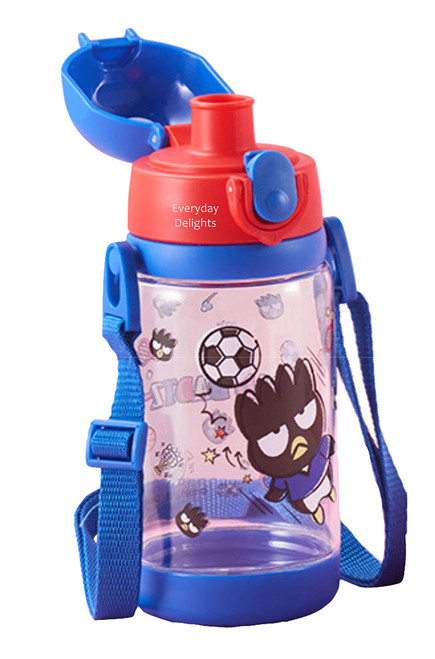 Everyday Delights Sanrio Bad Badtz-Maru XO Water Bottle Double Covers with Straw and Strap 520ml, Blue