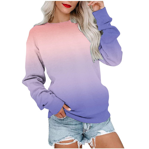 Ceboyel Long Sleeve Shirts for Women Crewneck Sweatshirt Pullover Casual Long Sleeve Tops Trendy Loose Fit Fall Clothing 2023 Volleyball Sweatshirt Pink 2X