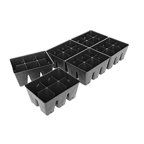 Handy Pantry Black Plastic Garden Tray Inserts - 5 Sheets of 36 Planting Pot Cells Each - 2x3 Nested x6 Configuration - Perforated - Nursery, Greenhouse, Gardening