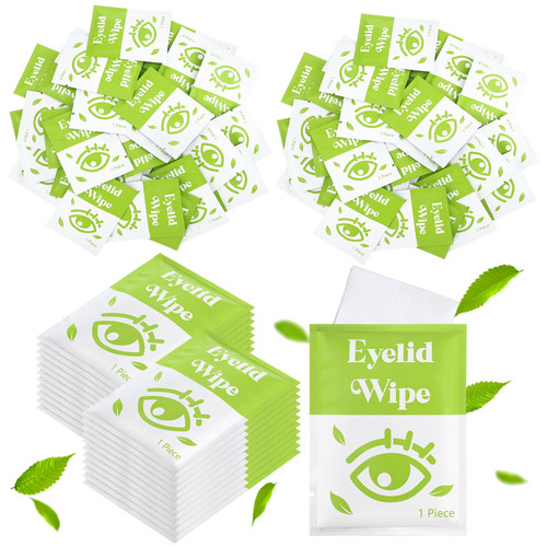Timgle 200 Pcs Tea Tree Eyelid Wipes Individually Wrapped Wipes Bulk Tea Tree Eye Wipes for Exfoliating Crusty Eyelids Daily Blepharitis Eyelid Bumps