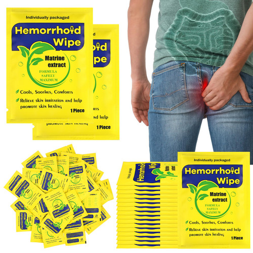 Tondiamo 200 Pcs Individually Wrapped Hemorrhoid Wipes Single Use Hemorrhoid Flushable Wipes Hemorrhoidal Wipes for Adults Skin Irritation Soothing Comforts