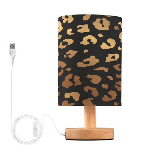 ALAZA Bronze Leopard Print Cheetah Pattern Bedside Table Lamp with USB, Touch Control Nightstand Lamp for Bedroom Living Room