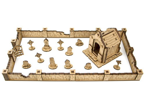 TowerRex Graveyard Crypt Cemetery D&D Terrain Buildings - DND Accessories for Dungeons & Dragons, Pathfinder, Warhammer, Tabletop Battle map Grid, Wargaming Terrain, Scenery for 32mm 28mm Miniatures