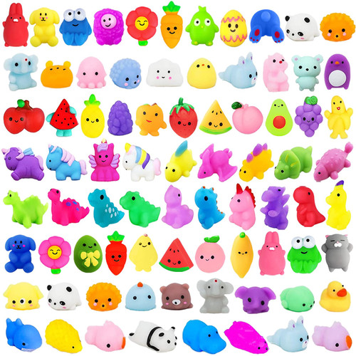 130Pcs Mochi Squishy Toys, Kawaii Squishies Fidget Stress Relief Toy for Kids Party Favors, Classroom Prizes, Goodie Bag Stuffers, Pinata Filler, Birthday Gifts (Random)